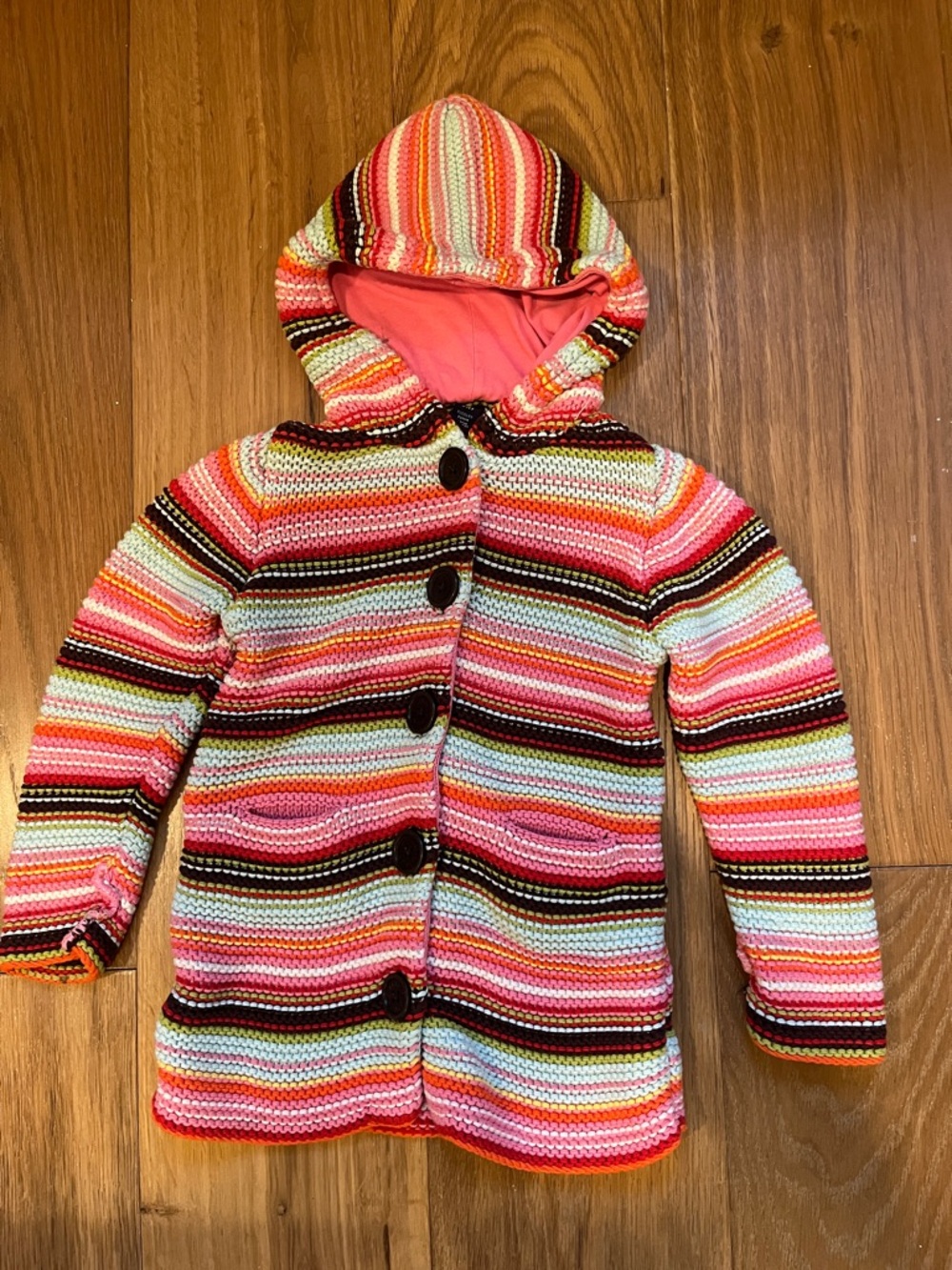 Baby GAP Girls Striped Hooded Knit Sweater in Pink, Brown, Mint, White